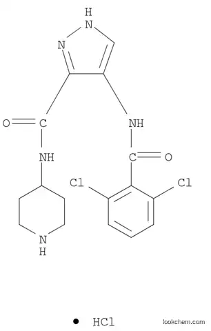 Molecular Structure of 902135-91-5 (N-(4-piperidinyl)-4-(2,6-dichlorobenzoylamino)-1H-pyrazole-3-carboxamide  Hcl)
